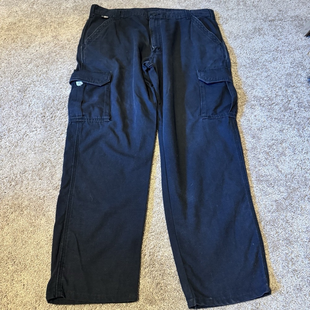 Carhartt Cargo Pants Mens 40x32 Black FR Flame Resistant Canvas Workwear Pockets
